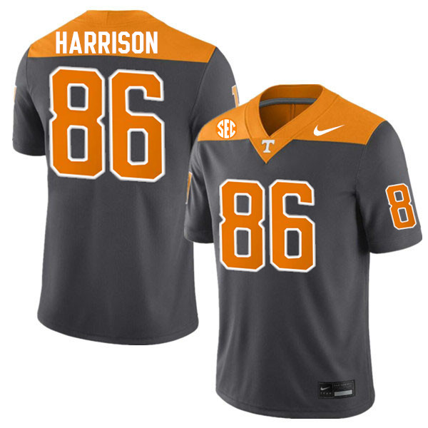 Men #86 Cole Harrison Tennessee Volunteers College Football Jerseys Stitched-Anthracite